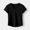Ecosil Fibra de Madeira Feminina Gola V Hot Girl Manga Curta Ombro Caído Camiseta Cor Sólida Top Roupas Femininas de Verão