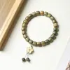 Sándalo Verde Argentino Cuentas de Barril de Corte Recto Accesorios de Flor de Ciruelo Cadena de Mano Rosario Pulsera Joyería Vintage Unisex
