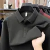 Camisa polo de manga larga de seda y lana para hombre, nuevo estilo otoño 2026, camiseta casual con cuello para hombres de mediana edad y mayores
