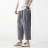 Pantalones Cortos de Algodón y Lino Estilo Chino Nuevos de Verano 2026 para Hombre, Pantalones Anchos Tipo Linterna, Pantalones Cónicos de Talle Grande Forma de Zanahoria