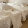Funda de Cama Estilo Coreano Algodón Puro Juego de Tres Piezas Encaje Abullonado Suave Engrosada Toda de Algodón Sábana de Cama Cuatro Estaciones Cubierta de Tatami Kang Antideslizante
