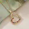 Aogu Simple y Exquisito Chapado en Cobre Oro de 18 Quilates Zircón Colgante de Corazón Collar Moda Femenina Lujo Accesible Versátil Cadena para Clavícula Nuevo