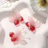 Estilo Antigo Hanfu Fio de Cobre Vidro de Cristal Borboleta de Duas Cores DIY Grampo de Cabelo Manual Presilha para Franja Acessório de Cabelo