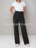 2025 Moda europea y americana nuevos pantalones casuales rectos para mujer cintura alta botón elástico con múltiples bolsillos