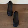 Zapatos planos de ballet simples retro con interior de piel de oveja para realzar la altura para mujer, sin cordones, punta redonda poco profunda, zapatos de trabajo