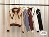 Cárdigan suéter para mujer de diseño retro coreano con bloques de color, chaqueta nueva de primavera y otoño, top de manga larga con cuello marinero