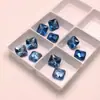 108 # Cabujón de Espinela Azul Facetada de Forma Cuadrada Piedra Suelta con Base Puntiaguda 119 # Espinela Sintética Zafiro Azul