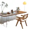 Mesa y sillas de comedor flotantes de madera maciza acrílica para espacios pequeños, escritorio de sala de estar estilo madera natural, mesa de computadora, mesa de comedor rectangular