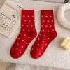 Calcetines Rojos para el Año del Caballo, Calcetines de Media Pantorrilla para Mujer, Otoño e Invierno, Calcetines Rojos de Año Nuevo, Regalo de Navidad, Lindos Calcetines Holgados Ins