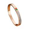 Pulsera de oro de 18 quilates ovalada de acero de titanio con gota de aceite rojo y verde transfronteriza, nueva pulsera coreana de simulación para mujer, joyería al por mayor