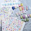 Arte de Unhas Dopamina Adesivos em Relevo Linhas Círculos Tulipas Letras Corações 3D Estilo Japonês Adesivo Fofo