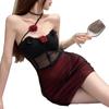 Lencería Sexy de Talla Grande, Falda Tubo de Malla de Doble Capa con Flores Tridimensionales, Falda Hueca Ajustada a la Cadera, Sexy
