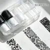 Serie de papeles de transferencia de encaje blanco y negro para accesorios de arte de uñas, papel de transferencia, papel de cielo estrellado, papel de transferencia de rejilla con borde de encaje, 10 rollos