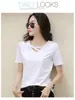 Camiseta Blanca de Manga Corta para Mujer 2026 Nuevo Verano Camiseta Negra Holgada Estilo Coreano para Mujer Camiseta Casual Tendencia Ins