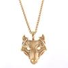 Pingente de Colar Punk Personalizado em Aço Inoxidável Moda Retrô Cabeça de Lobo de Gelo Coleção de Joias para Atacado