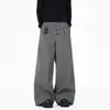 Calça Pleated de Xadrez Americano DOFERNERY Masculina de Verão Fina Solta Casual Tendência Perna Reta Calça Longa