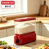 Contenedor de Arroz Transparente de Grado Alimenticio para Uso Doméstico, a Prueba de Insectos y Humedad, Caja Sellada para Almacenamiento de Arroz con Dispensador de Arroz de Liberación por Presión, Caja de Almacenamiento de Cocina de Gran Capacidad