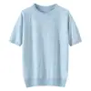 Camiseta de punto de imitación de lana de alta calidad para hombre, manga corta, suéter de punto acanalado transfronterizo para hombre, camiseta de punto pullover, capa base de punto