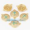 Acessórios de Joalheria DIY Cobre Puro Banhado a Ouro Micro-Cravejado Cruz Conector Virgem 38mm Pulseira Corda Trançada