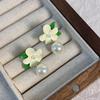 Aretes franceses delicados retro de cristal rosa con forma de flor para mujer aguja de plata s925 diseño de nicho aretes elegantes de alta gama