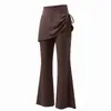 Conjunto de shorts com saia e cordão irregular para yoga feminino Gola quadrada francesa slim fit manga longa respirável elástico vestuário esportivo fitness para mulheres