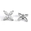 Pendientes de Titanio F136 Ojo de Caballo de Cuatro Hojas Mariposa Pendientes de Zirconia Titanio G23 Aleación Joyería para Piercing Clavos para Hueso de la Oreja Clavos Cocleares