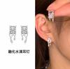 Pendientes personalizados de aguja de plata 925, pendientes simples geométricos de diseño nicho, elegantes de alto sentido, pendientes de nueva moda que combinan con todo