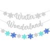 Tema de hielo y nieve navideño banderín de copo de nieve baby shower cumpleaños boda decoración de fiesta banderín flor de papel