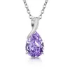 Colar Europeu e Americano de Venda Quente com Pedra Colorida Corte Flor de Gelo Diamante de Alto Carbono Pingente Gota d'Água Cravejado com Zircônia em Forma de Pera Dropshipping