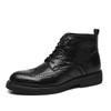 Botas Martin Masculinas Estilo Britânico Vintage Botas de Tornozelo Negócios Formal Brock Cano Alto Sapatos de Couro Inverno Aumento de Altura Roupa de Trabalho Botas de Couro