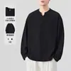 Sudadera Original Americana de Textura de Nicho con Abertura Pequeña en V y Mangas Largas Otoño Nueva Camisa Base para Pareja