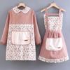 Novo Estilo Estilo Estrangeiro Macacão de Lona de Manga Comprida Roupa Externa Feminina Cozinha Cozinhar Assar Anti-Manchas e Resistente à Sujeira Roupa de Trabalho Cintura de Adulto
