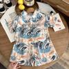 Traje de Camisa Floral de Manga Corta para Niños Conjunto Casual de Verano para Niño Conjunto de Dos Piezas para Bebé Ropa Infantil Moderna Holgada Estilo Hong Kong