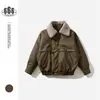 ORIGTEEN Chaqueta de Cuero PU Retro Desgastado con Cuello de Piel Desmontable Invierno para Hombre Abrigo Águila Dorada Chaqueta Gruesa de Algodón MY9025