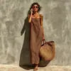 Vestido Largo de Color Sólido con Tirantes Finos, Estilo Europeo y Americano, Cruzado, para Mujer, Moda Suelta, Nuevo de Verano 2026, Sitio Independiente de Amazon