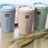 Copo Criativo de Camada Dupla Sabor Trigo Copo de Café Criativo com Tampa Giratória Copo de Presente de Plástico Fibra de Palha de Trigo Copo de Estudante