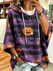 Sudadera con Capucha de Manga Tres Cuartos para Mujer 2026 con Estampado Digital 3D de Calabaza de Halloween Sudadera para Mujer