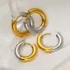 Pendientes de Aro Minimalistas Europeos y Americanos Chapados en Acero Inoxidable Color Oro Real 18K para Mujer, Pendientes Versátiles y de Alta Gama al por Mayor