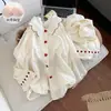 Dulce pijama estilo princesa con sujetador incorporado, de manga larga, adecuado para primavera y otoño, con cuello de muñeca, encaje en forma de corazón y un diseño lindo, perfecto como un cómodo conjunto de ropa de estar en casa