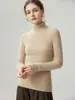 Nuevo suéter de cachemir 100% puro de cuello alto para otoño e invierno para mujer, suéter base de punto liso ajustado, jersey de manga larga