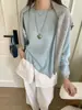 26 Nuevo Estilo de Otoño Top, Lana Merino 100% Ultra Fina, Estilo Coreano Color Sólido Cuello Redondo Abertura Lateral Manga Larga Suéter de Punto para Mujer