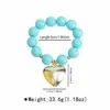 Estilo Exagerado Transfronterizo Europeo y Americano Colgante de Corazón Dorado Brillante Pulsera de Cuentas de Colores Contrastantes Collar de Cadena de Cuentas Acrílicas