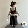 Conjunto de Tres Piezas de Chaleco de Punto Estilo Mori para Niñas Novedades Otoño 2026 Pantalones de Pierna Ancha Elegantes y Modernos para Niños Conjunto Primavera/Otoño