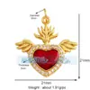 P04 L49B Accesorios para joyería DIY AMOR AMOR corazón circón rojo aceite goteando alas de cupido