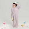Pudding Haru Conjunto de Pijama de Terciopelo de Nieve para Niños Niñas Otoño e Invierno Nuevo Estilo Suave Cárdigan con Cuello en V Ropa para el Hogar