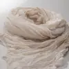 Lenço Retrô de Algodão e Linho Bege para Mulheres, Lenço de Pescoço Fino de Linho Artístico Franzido com Senso de Atmosfera