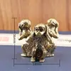 Latão Criativo Três Macacos, Não Ver, Não Ouvir, Não Falar, Decoração de Animal de Chá para Desktop de Casa em Latão, Ornamentos de Objetos Antigos Retrô
