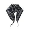 Nuevo Pañuelo Artístico Retro de Cachemir Floral Pequeño en Forma de Diamante con Cuentas, Bufanda Decorativa de Cabeza de Moda y Versátil
