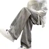 Calças de veludo cotelê tingidas para homens e mulheres, outono e inverno, calças largas e retas, estilo americano, calças de moletom com forro de lã, calças casuais