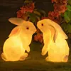 Lámpara de Conejo Luminosa Nueva Lámpara de Fibra de Vidrio Lámpara Animal Solar Iluminación de Paisaje Exterior Lámpara Decorativa para Patio Césped